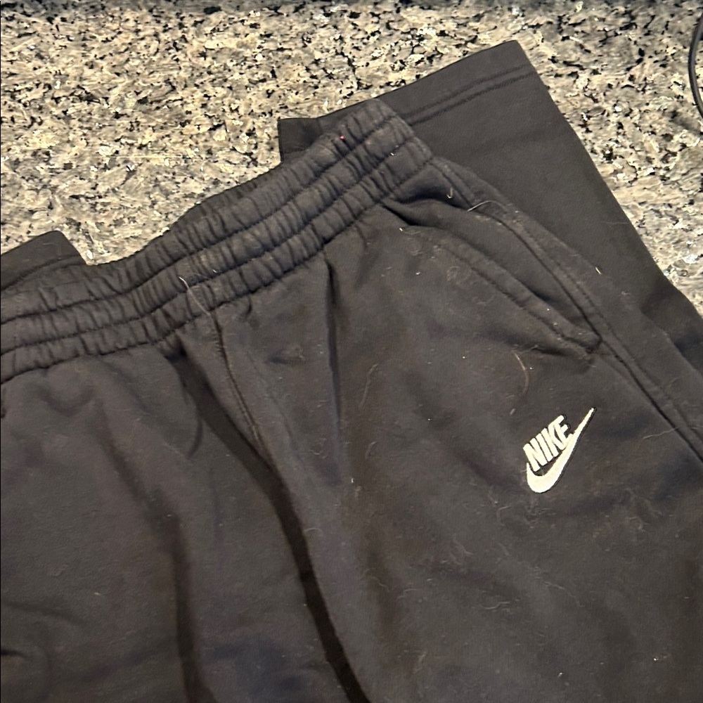 Nike Kids Black Sweatpants with White Logo